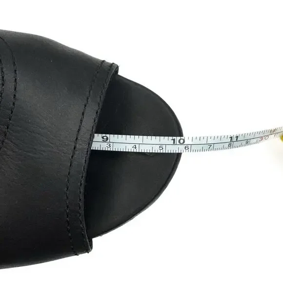 Ugg Black Leather Beaded Ankle Strap Cork Platform Wedge Sandals 8.5 Breathable - Picture 9 of 16